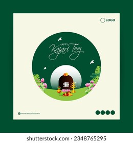 Vector illustration of Happy Kajari Teej social media feed template