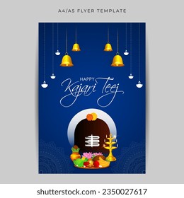 Vector illustration of Happy Kajari Teej social media feed A4 template