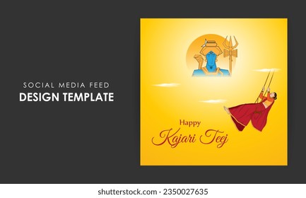 Vector illustration of Happy Kajari Teej social media feed template