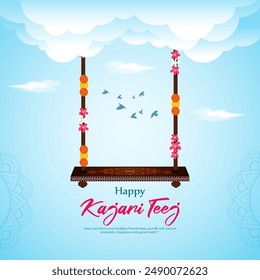 Vector illustration of Happy Kajari Teej social media feed template