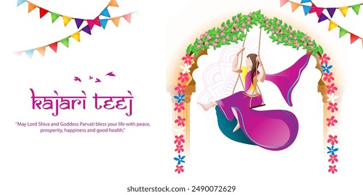 Vector illustration of Happy Kajari Teej social media feed template