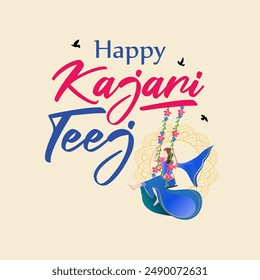 Vector illustration of Happy Kajari Teej social media feed template