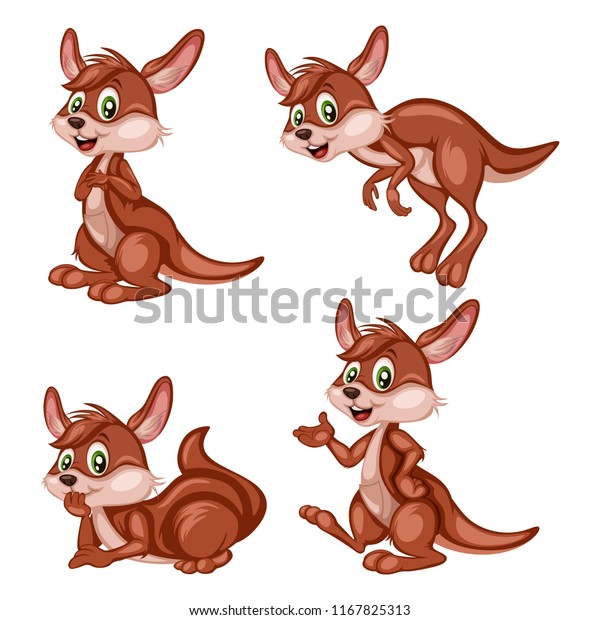 Vector Illustration Happy Kangaroo Set Cute Stock Vector (Royalty Free ...