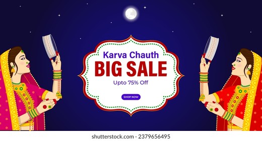 Dibujo vectorial de la plantilla de canal social Happy Karva Chauth Sale