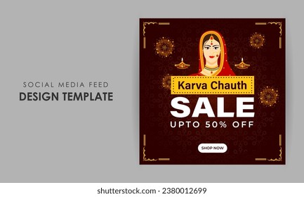 Vektorgrafik von Happy Karva Chauth Sale Social Media Feed Template