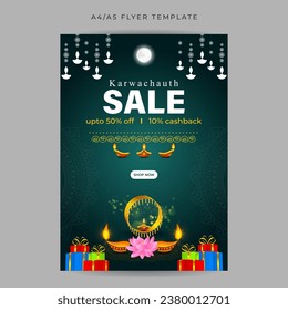 Vector illustration of Happy Karva Chauth Sale social media feed template