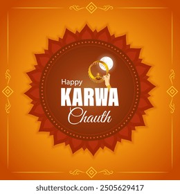 Vector illustration of Happy Karva Chauth social media feed template