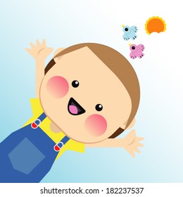 Vector illustration of happy kid