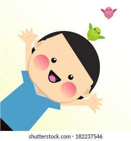 Vector illustration of happy kid