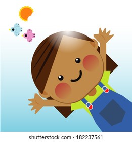 Vector illustration of happy kid