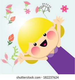 Vector illustration of happy kid