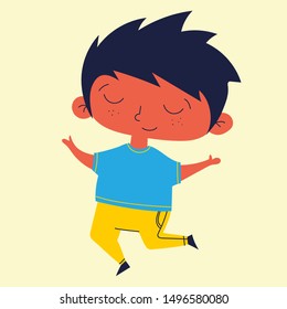 Vector illustration of happy kid isolated on light background