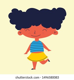 Vector illustration of happy kid isolated on light background