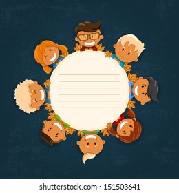 vector illustration of happy kids. back to school. Vector illustration