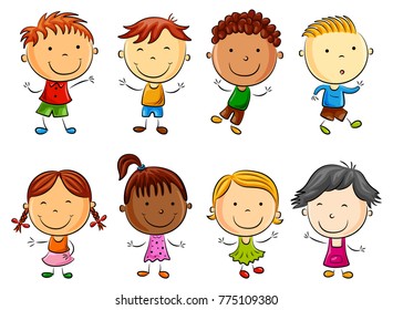 Vector illustration of Happy kids cartoon