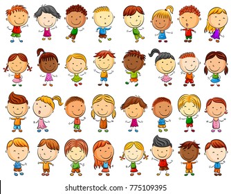 Vector illustration of Happy kids cartoon collection
