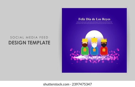 Vector illustration of Happy Kings Day social media feed template