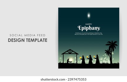 Vector illustration of Happy Kings Day social media feed template