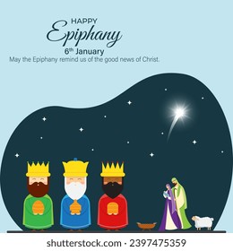 Vector illustration of Happy Kings Day social media feed template