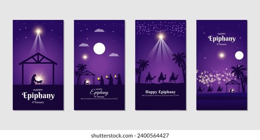 Vector illustration of Happy Kings Day social media feed template