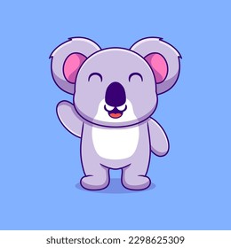 Vector illustration of happy koala waving cute cartoon