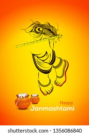 vector illustration of Happy Krishna Janmashtami background