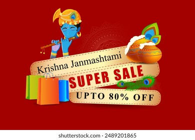 Ilustración vectorial de Happy Krishna Janmashtami Venta de Plantilla de alimentación de redes sociales