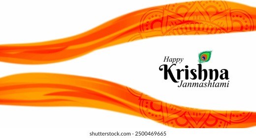 Vector illustration of Happy Krishna Janmashtami social media feed template