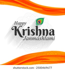 Vector illustration of Happy Krishna Janmashtami social media feed template