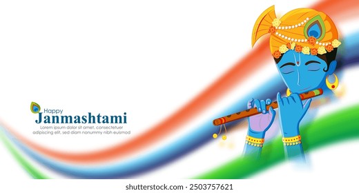 Vector illustration of Happy Krishna Janmashtami social media feed template