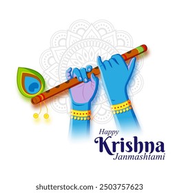 Ilustración vectorial de feliz Krishna Janmashtami Plantilla de alimentación de medios sociales