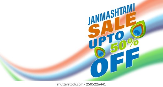 Vector illustration of Happy Krishna Janmashtami Sale social media feed template