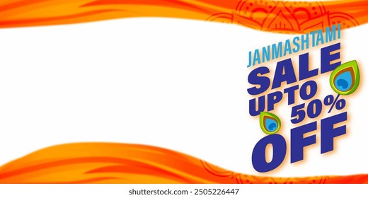 Vector illustration of Happy Krishna Janmashtami Sale social media feed template