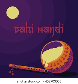 Vector illustration of Happy Krishna Janmashtami.