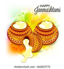 Vector illustration for Happy Krishna Janmashtami background.