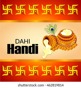 Vector illustration for Happy Krishna Janmashtami background with stylish text.