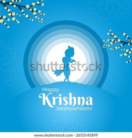 Vector illustration of Happy Krishna Janmashtami social media template
