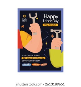 Vector illustration of happy labor day flyer day flyer poster template