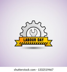 vector illustration happy labour day celebration, workers may day. strong yellow and black color.