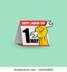 vector illustration happy labour day celebration, 1 may calendar, workers may day.