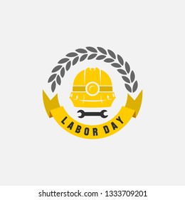 vector illustration happy labour day celebration, workers may day. strong yellow and black color.