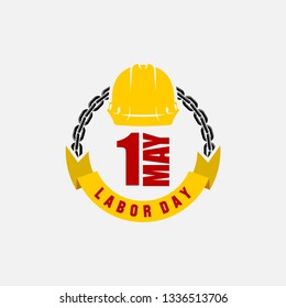 vector illustration happy labour day celebration, workers may day. strong yellow and black color.