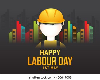 Vector illustration of happy Labour Day with a city engineer .