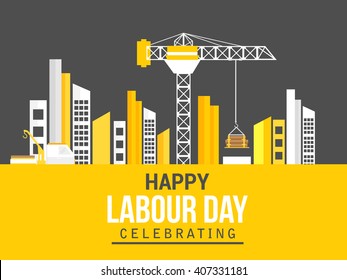 Vector Illustration Of Happy Labour Day Background.