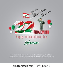 Vector illustration of happy Lebanon Independence day banner