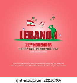 Vector illustration of happy Lebanon Independence day banner