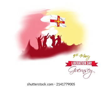 Vector Illustration For Happy Liberation Day Guernsey.