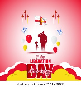 Vector Illustration For Happy Liberation Day Guernsey.