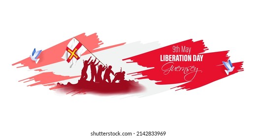 Vector Illustration For Happy Liberation Day Guernsey.