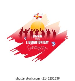 Vector Illustration For Happy Liberation Day Guernsey.